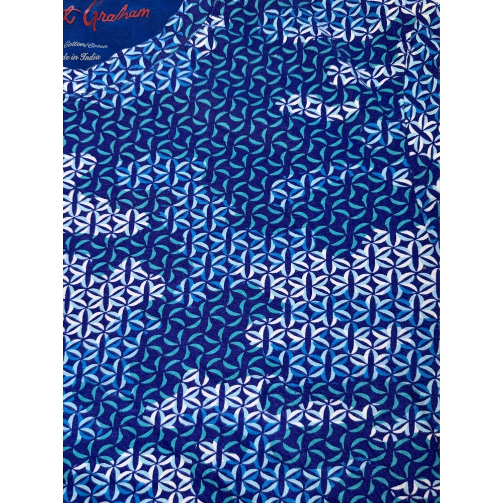 Robert Graham T-Shirt Mens Large Blue Geometric Mosaic Print Short Sleeve Cotton - Picture 8 of 10
